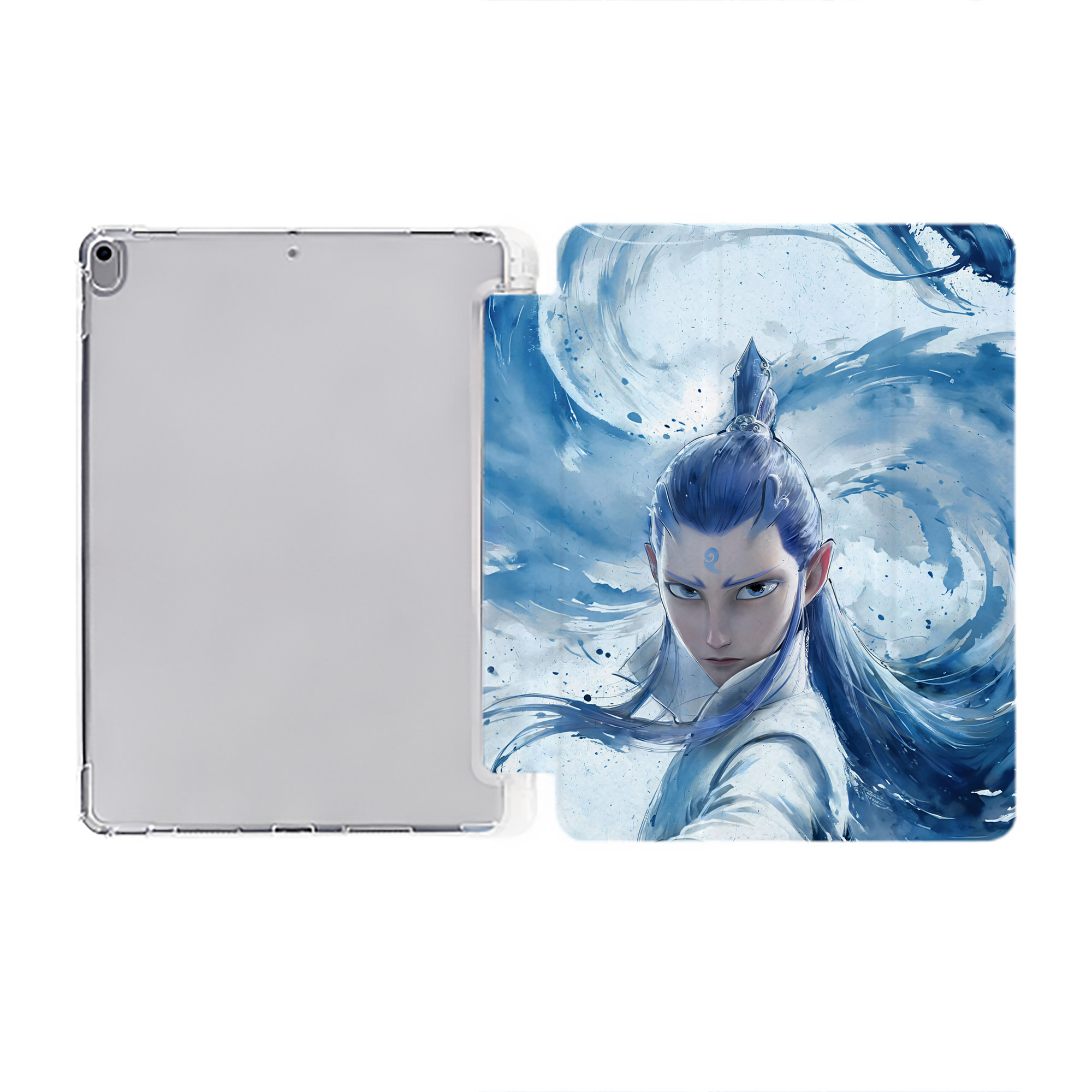 （画像用） Ne Zha 2 ナタ 魔童の大暴れ IPad ケース ペン収納付き 三つ折りスタンド PUレザー×シリコン 対応機種9.5/10.5/10.9インチ